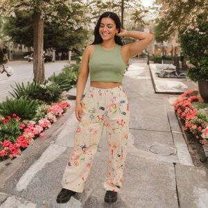 Kasheng 2YK High Rise Cargo Pants Graffiti Sharpie Draw Streetwear Wide Leg UNI